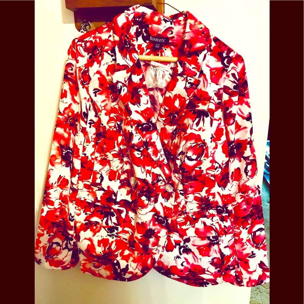 Roamans Pretty Floral Spring Blazer - Picture 1 of 5